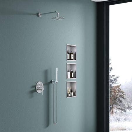 Nisa de dus, raft incastrat in perete, otel, 30x30 sau 60x30, Crom, Flux