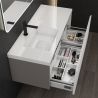 Mobilier baie din Mdf cu lavoar din compozit, separatoare sertare, inchidere Soft-Close, 120x46x49 cm, Alb Mat, Evo