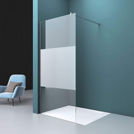 Perete dus Walk-In,  sticla securizata, sablata partial 10 mm, dimensiuni 100, 120, 140 cm, Lotus Efect, Sicilia
