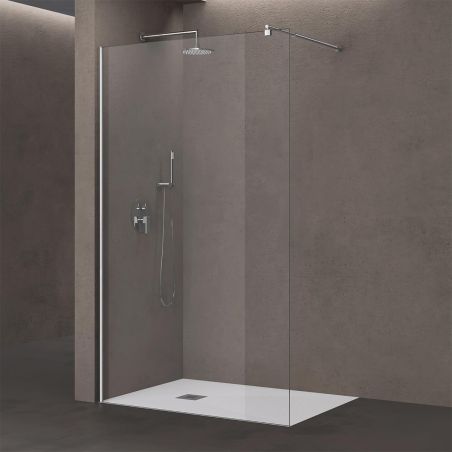 Perete dus Walk-In, sticla securizata 10 mm, transparenta, dimensiuni 80, 100, 120, 140 cm, Lotus Efect, Sicilia