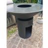 Gratar pe lemn cu plita mare din fonta, depozitare lemne, otel corten, diametru 100 sau 85 cm, Negru, Infinity Glow