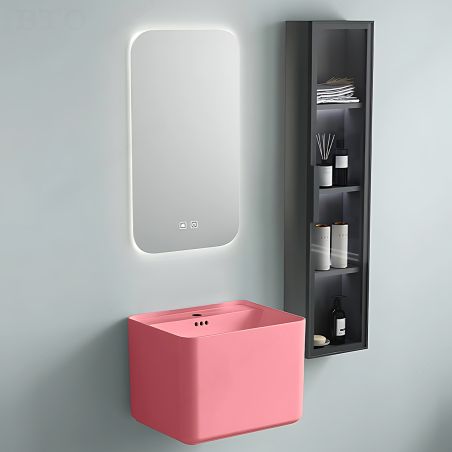 Lavoar, Roz Somon Mat, Power color, montaj suspendat, cu gaura de baterie 50x40 cm, Alfonso