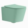 Vas WC Rimless, Verde Mint Mat, Power Color,  montaj suspendat, capac duroplast slim soft-close inclus, Alfonso