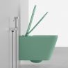 Vas WC Rimless, Verde Mint Mat, Power Color,  montaj suspendat, capac duroplast slim soft-close inclus, Alfonso
