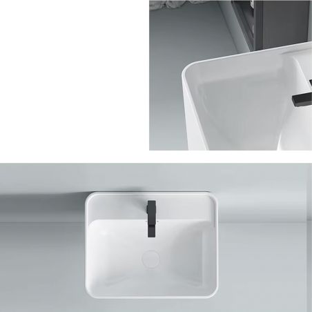 Lavoar, Alb Lucios,  montaj suspendat, cu gaura de baterie 50x40 cm, Alfonso