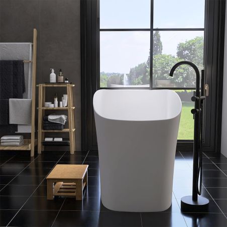 Cada tip japonez, compozit mineral, Alb Lucios, 120x58 cm, Izolare termica, ventil alb inclus, Freestanding, Sakura