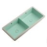 Chiuveta bucatarie dubla, 2 cuve, Verde Mint Mat, Power Color, montaj incastrat sub blat, 88x39 cm, Serena