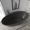 Cada de baie, freestanding, compozit mineral, ventil negru inclus, Negru Mat, 160x83 cm, Edena
