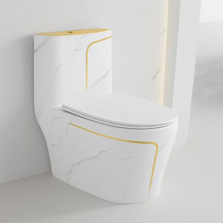 Vas WC Lazio Marble Rimless, 70x37 cm, Rezervor Inclus, Alb, montaj podea, capac cu soft-close inclus, Royalty Line by Ego