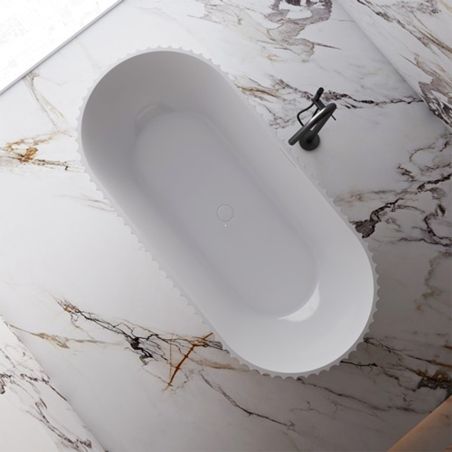 Cada de baie, freestanding, compozit mineral, ventil alb inclus, Alb Lucios, 170x80 cm, Bali