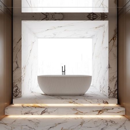 Cada de baie, freestanding, compozit mineral, ventil alb inclus, Alb Lucios, 170x80 cm, Bali