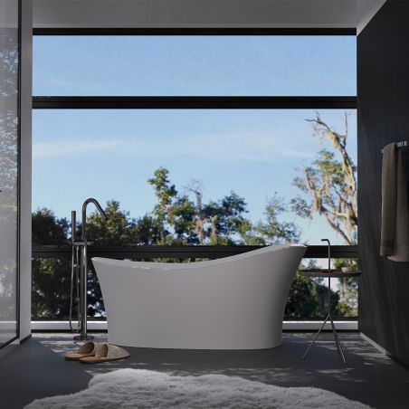 Cada de baie, freestanding, compozit mineral, ventil alb inclus, Alb Lucios,150x78 cm, Nice