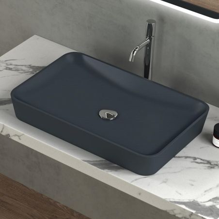 Lavoar EGO 815 Resigilat, Antracit, mat, 60x40 cm, montaj pe blat, compozit marmura