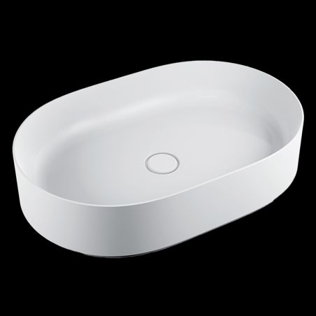 Lavoar compozit mineral, montaj pe blat, ventil alb inclus, 58x38 cm, Alb Lucios, Alto