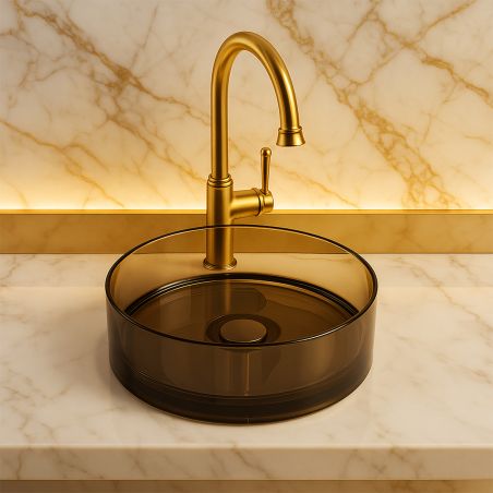 Lavoar, CristalMood, Negru transparent, 40x40x13 cm, Canto