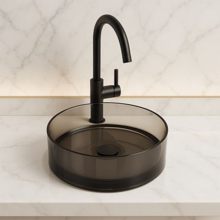 Lavoar, CristalMood, Negru transparent, 40x40x13 cm, Canto