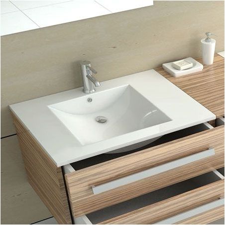 Lavoar EGO Dafne, Alb, lucios, 76.5x47 cm, montaj incastrat, ceramica sanitara, cu gaura baterie