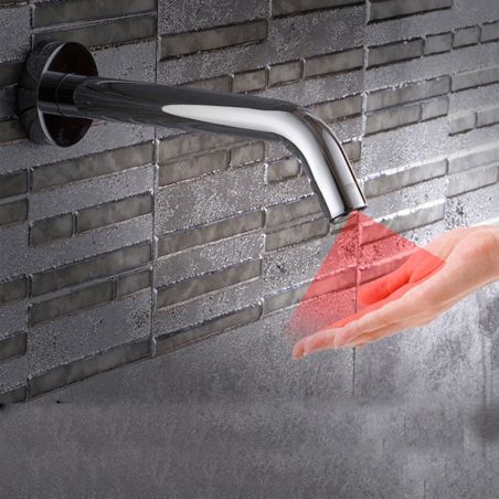 Baterie lavoar, senzor, alimentare cu baterii sau la curent, alama, montaj incastrat, Crom, Ovia