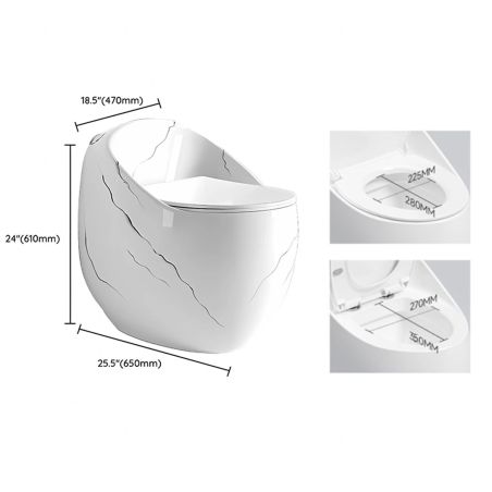 Vas WC Santa Rimless, rezervor incorporat,  Alb Lucios, finisaj Marble, montaj podea, capac cu soft-close, Royalty Line by Ego