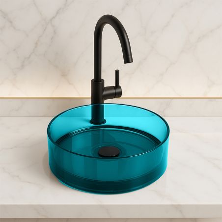 Lavoar, CristalMood, Albastru transparent, 40x40x13 cm, Canto