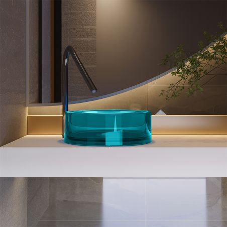 Lavoar, CristalMood, Albastru transparent, 40x40x13 cm, Canto