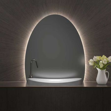 Lavoar compozit mineral , montaj semi-incastrat, ventil alb inclus, 60x37 cm, Alb Lucios Sola