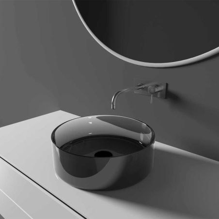 Lavoar, CristalMood, Negru transparent, 40x40x13 cm, Canto