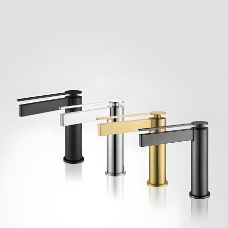 Baterie lavoar, maner si pipa slim, Auriu Mat, montaj pe lavoar, Elis