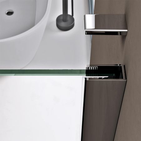 Cabina de dus, perete fix, usa batanta, sticla 8 mm, securizata, profil, maner Crom, dimensiuni: 90-100 x 90-100, Ego-36