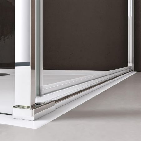 Cabina de dus, perete fix, usa batanta, sticla 8 mm, securizata, profil, maner Crom, dimensiuni: 90-100 x 90-100, Ego-36