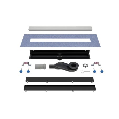 Rigola de dus, montaj langa perete, dimensiune 70-100, otel inoxidabil, Negru Mat