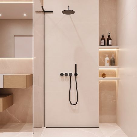 Rigola de dus, montaj langa perete, dimensiune 70-100, otel inoxidabil, Negru Mat