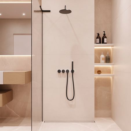 Rigola de dus, montaj langa perete, dimensiune 70-100, otel inoxidabil, Negru Mat