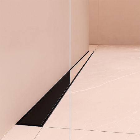 Rigola de dus, montaj langa perete, dimensiune 70-100, otel inoxidabil, Negru Mat