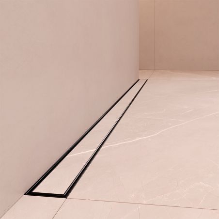 Rigola de dus, montaj langa perete, dimensiune 70-100, otel inoxidabil, Negru Mat