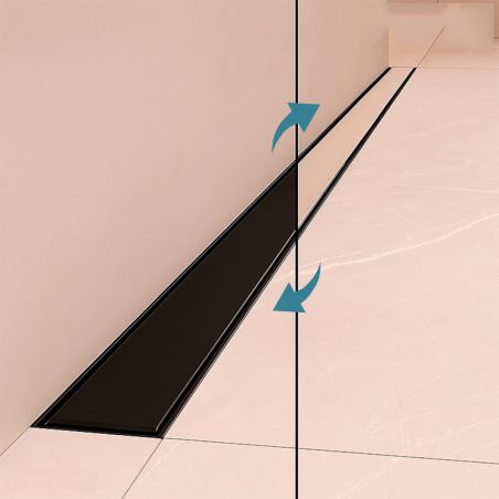 Rigola de dus, montaj langa perete, dimensiune 70-100, otel inoxidabil, Negru Mat