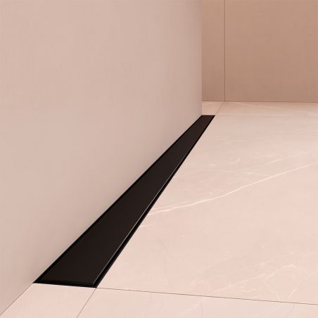 Rigola de dus, montaj langa perete, dimensiune 70-100, otel inoxidabil, Negru Mat