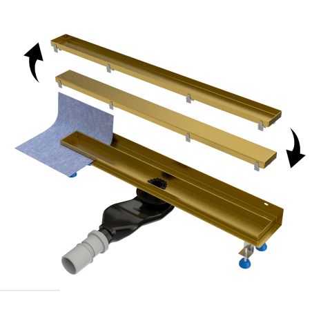 Rigola de dus, montaj langa perete, dimensiune 70, otel inoxidabil, Auriu Mat