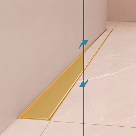 Rigola de dus, montaj langa perete, dimensiune 70, otel inoxidabil, Auriu Mat