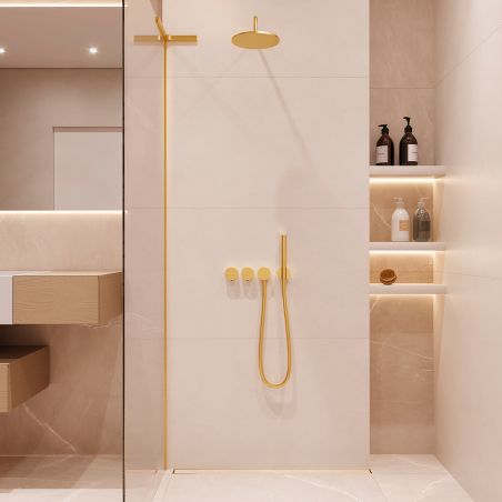 Rigola de dus, montaj langa perete, dimensiune 70, otel inoxidabil, Auriu Mat