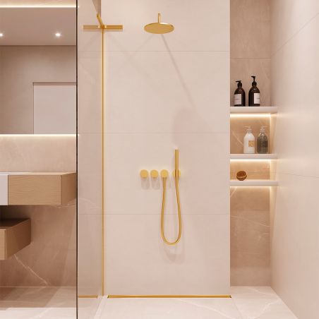 Rigola de dus, montaj langa perete, dimensiune 70, otel inoxidabil, Auriu Mat