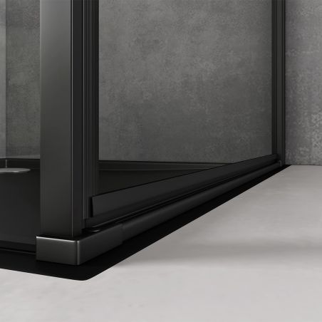 Cabina de dus, perete fix, usa batanta, sticla 8 mm, securizata, profil, maner Negru, dimensiuni: 90-100 x 90-100, Ego-36