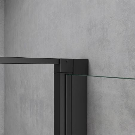 Cabina de dus, perete fix, usa batanta, sticla 8 mm, securizata, profil, maner Negru, dimensiuni: 90-100 x 90-100, Ego-36