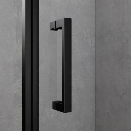 Cabina de dus, perete fix, usa batanta, sticla 8 mm, securizata, profil, maner Negru, dimensiuni: 90-100 x 90-100, Ego-36