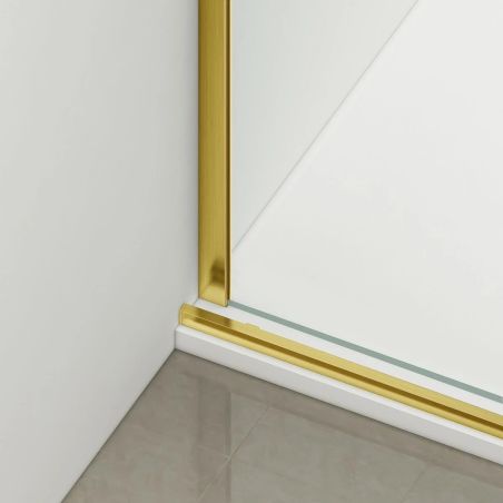 Perete dus Walk-In, sticla securizata de 6 mm, 2 elemente, glisant, dimensiuni 120x200 cm,  Auriu Mat, Benito