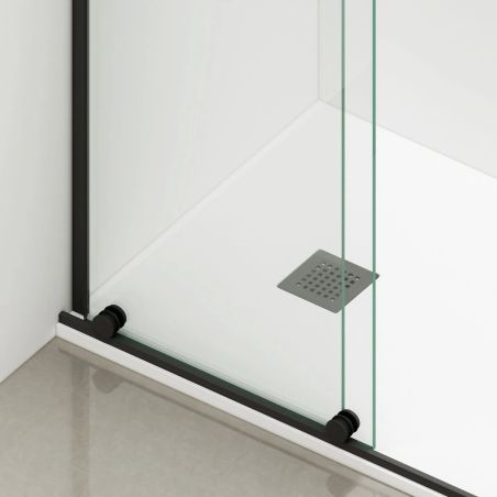 Perete dus Walk-In, sticla securizata de 6 mm, 2 elemente, glisant, dimensiuni 120x200 cm,  Negru Mat, Benito