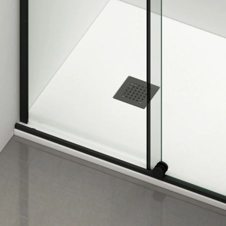 Perete dus Walk-In, sticla securizata de 6 mm, 2 elemente, glisant, dimensiuni 120x200 cm,  Negru Mat, Benito
