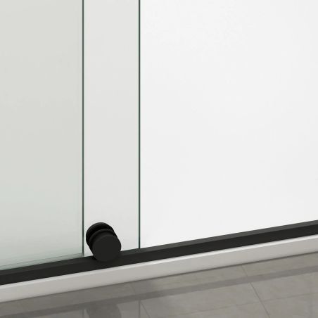 Perete dus Walk-In, sticla securizata de 6 mm, 2 elemente, glisant, dimensiuni 120x200 cm,  Negru Mat, Benito