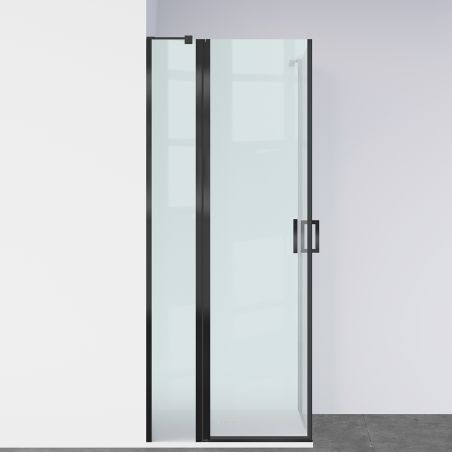 Cabina de dus, sticla securizata 6mm , Transparent, Negru, 2 usi Batante, dimensiuni: 80-90x120 cm, Axis