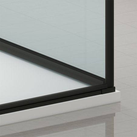 Cabina de dus, sticla securizata 6mm , Transparent, Negru, 2 usi Batante, dimensiuni: 80-90x120 cm, Axis